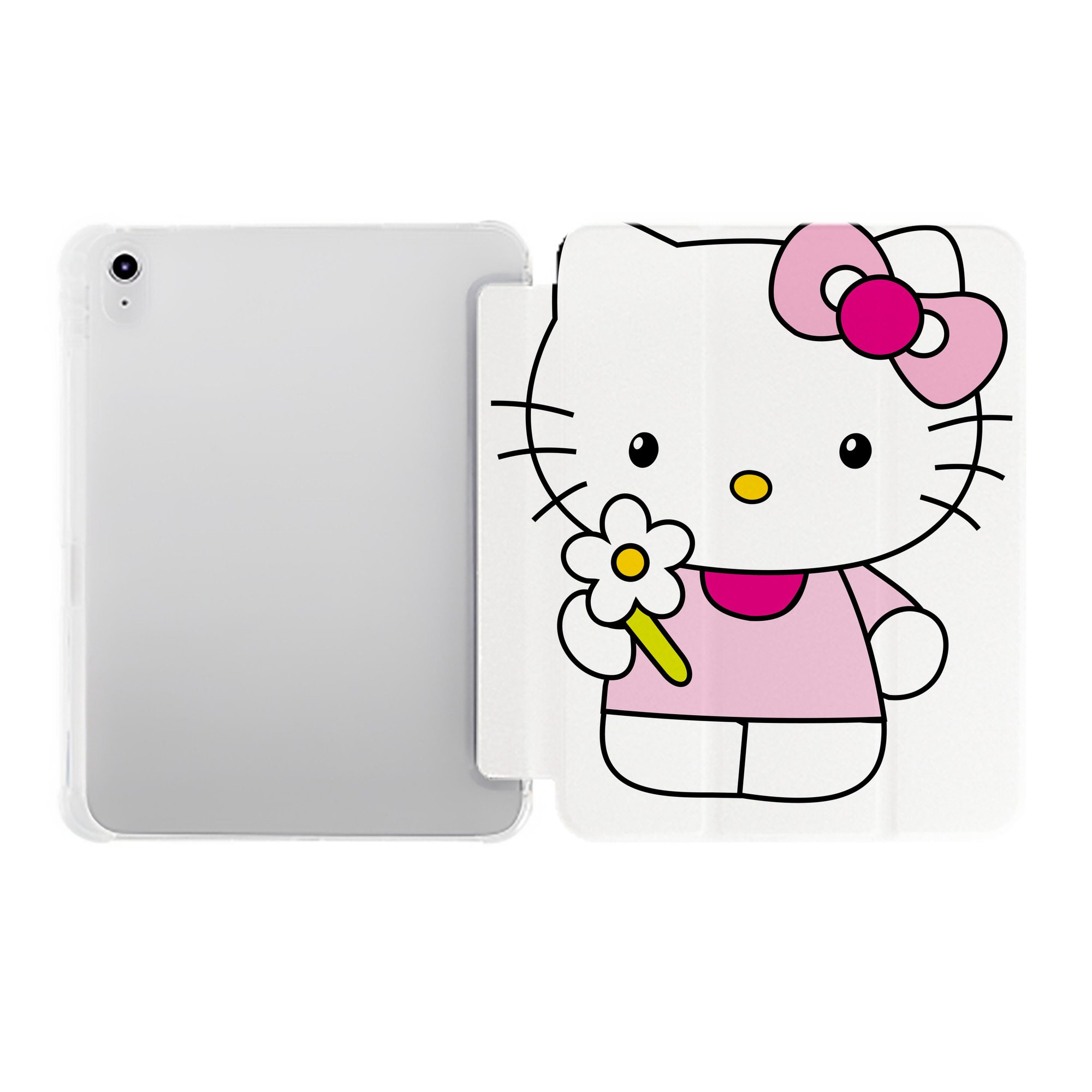 （画像用） Hello Kitty ハローキティ IPad ケース ペン収納付き 三つ折りスタンド PUレザー×シリコン 対応機種9.5/10.5/10.9インチ